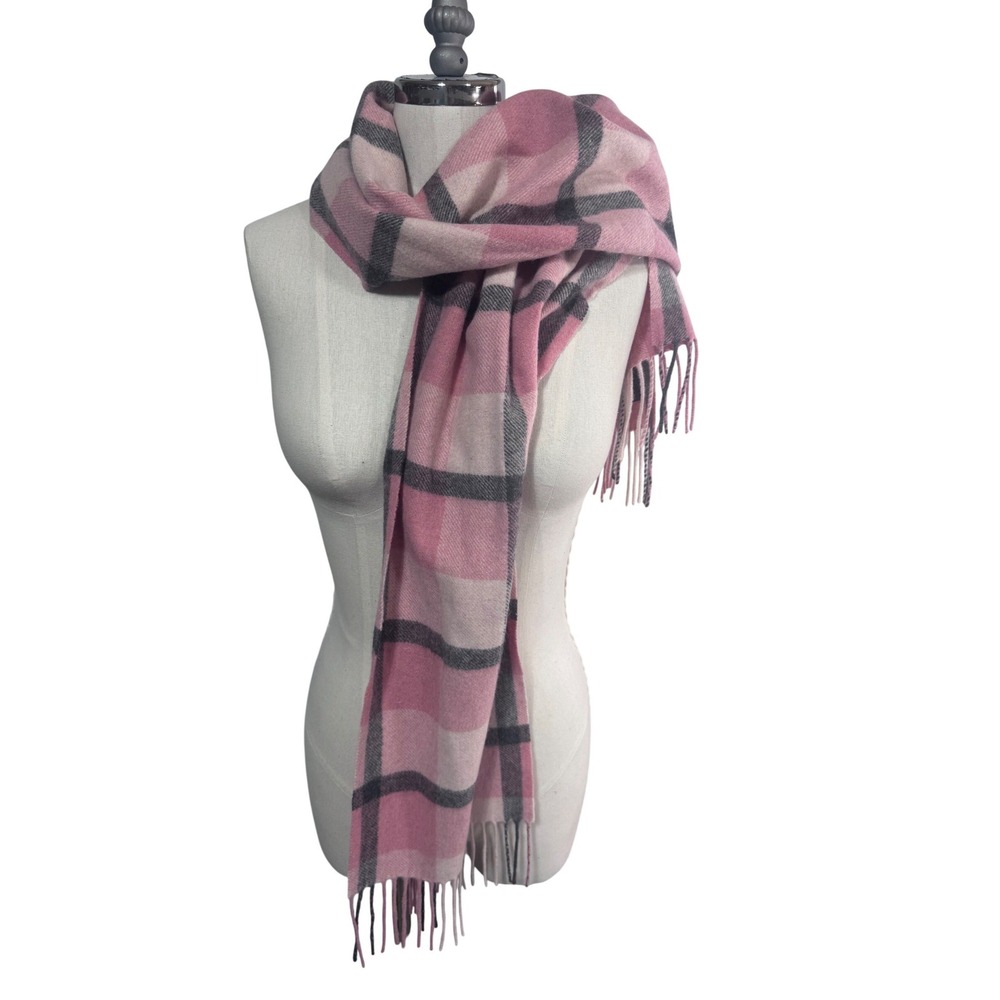 Phenix Pink‎ Gradient Plaid Scarf Women's 100% Cashmere Fringe Winter